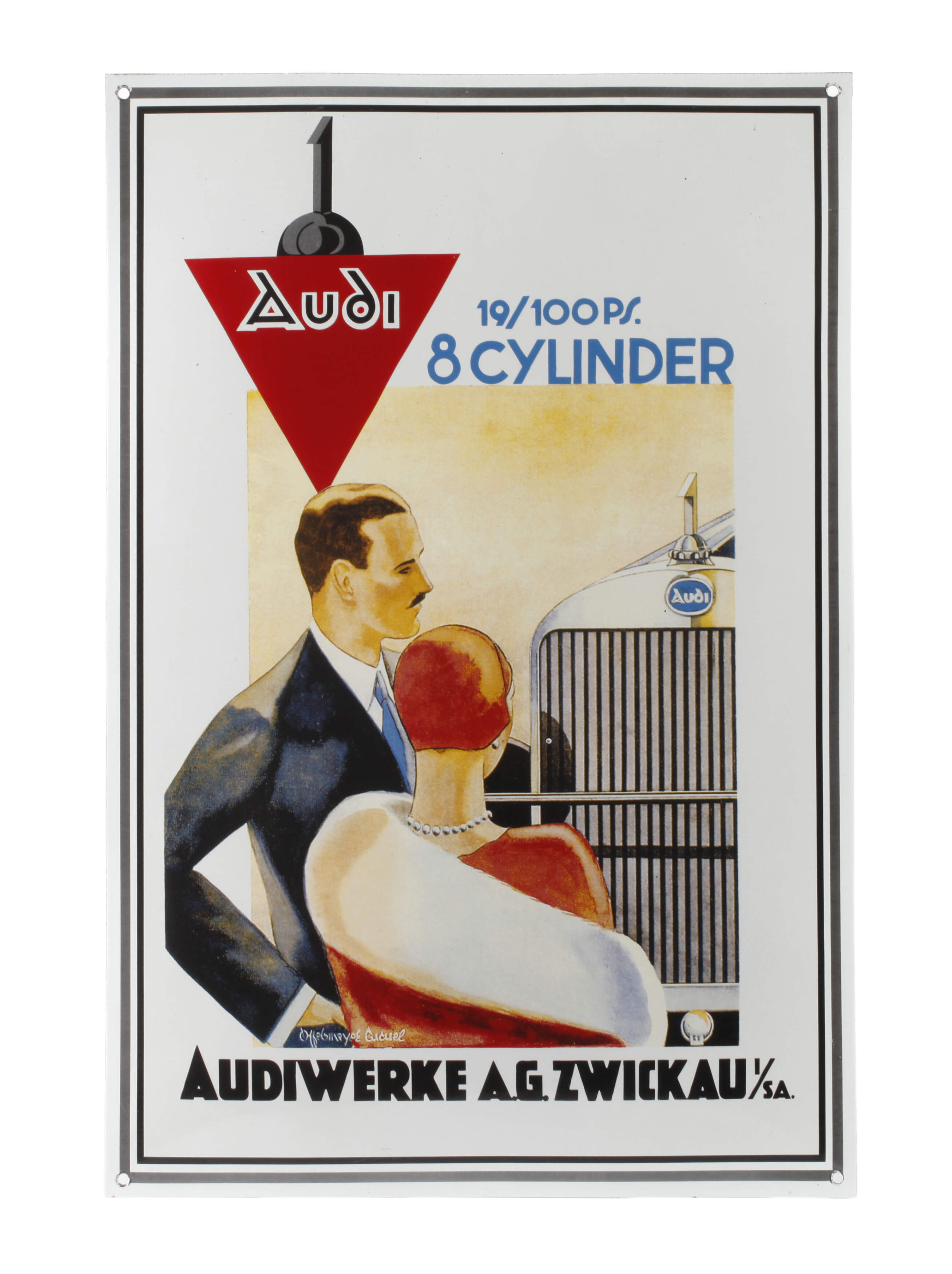 Emailleschild Audi 8 Zylinder