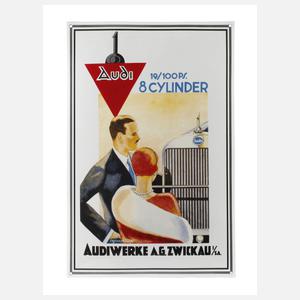 Emailleschild Audi 8 Zylinder