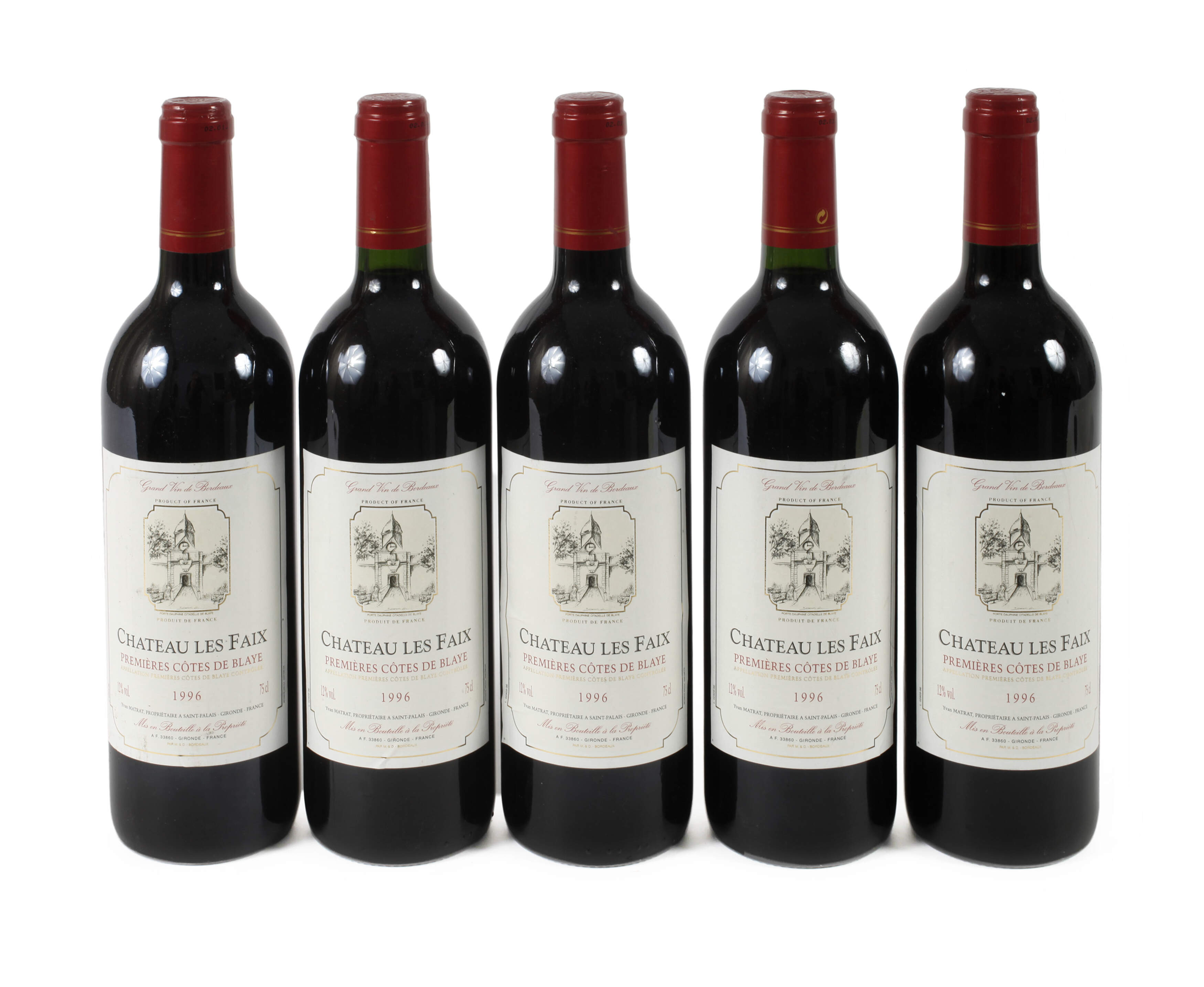 Fünf Flaschen Chateau Les Faix 1996