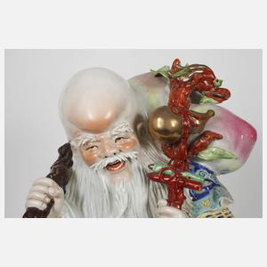 Riesige Jingdezhen-Propagandafigur „Shòulǎo mit dem Pfirsich der Unsterblichkeit“