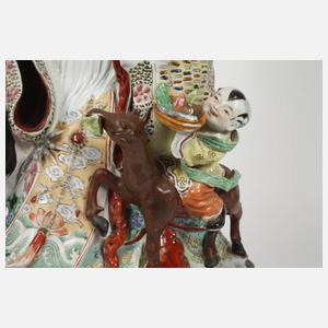 Riesige Jingdezhen-Propagandafigur „Shòulǎo mit dem Pfirsich der Unsterblichkeit“