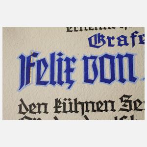 Ehrenurkunde an Graf Felix von Luckner