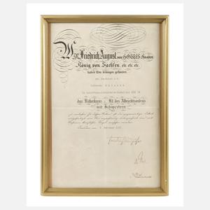 Urkunde zum Ritterkreuz des Albrechtordens