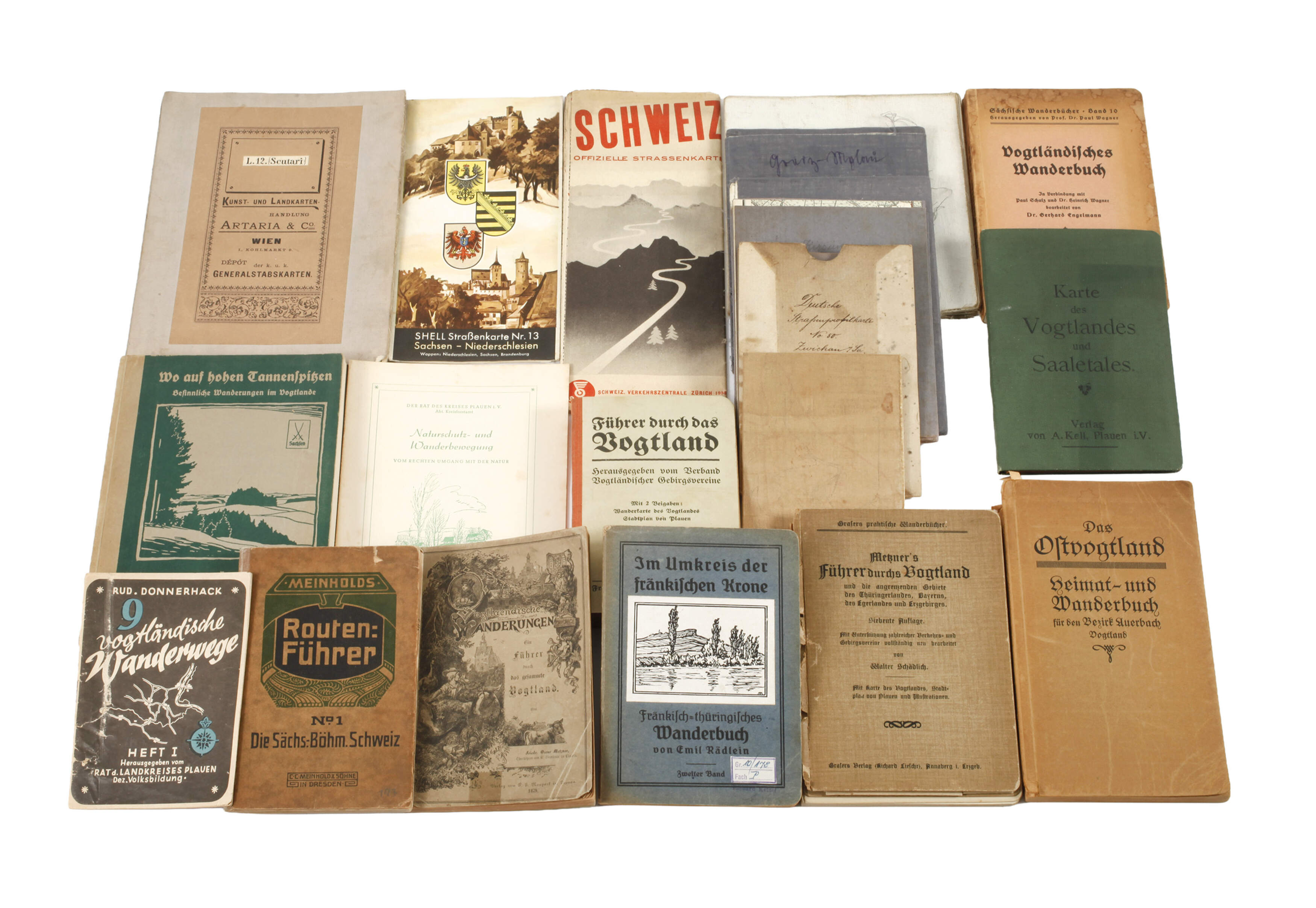 Konvolut Wanderbücher und Karten Vogtland