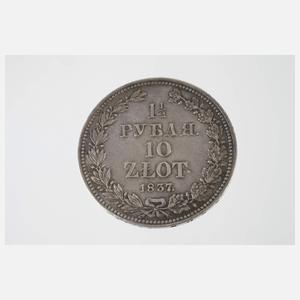 1 1/2 Rubel 10 Zloty Polen, russische Herrschaft