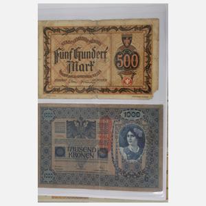 Konvolut Geldscheine und Münzen