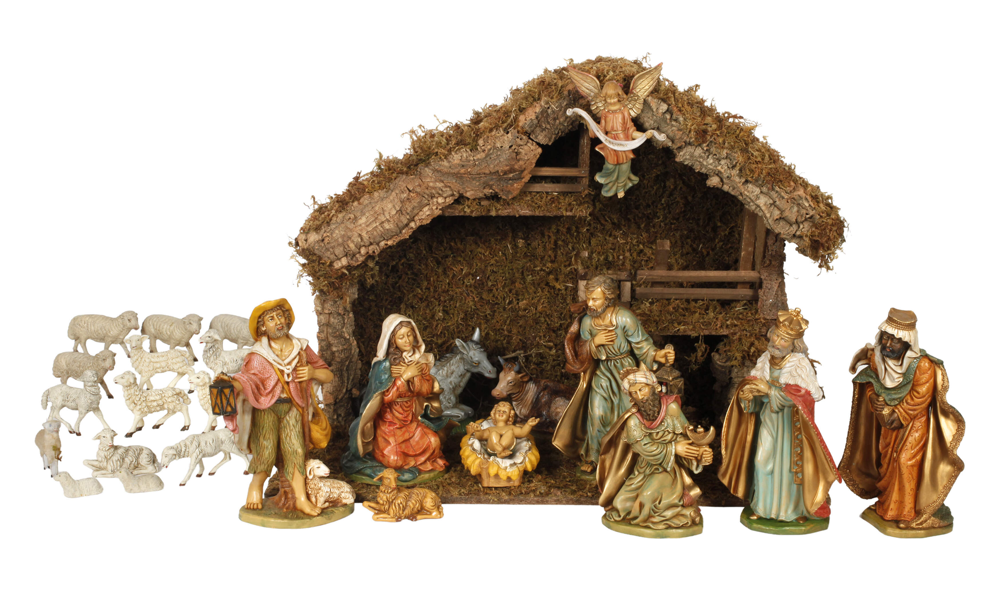 Große Weihnachtskrippe mit Figuren