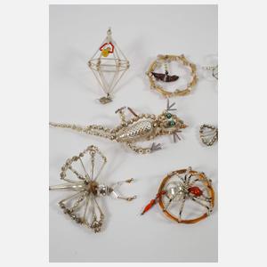 Konvolut Gablonzer Christbaumschmuck als Tiere