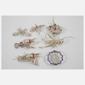 Konvolut Gablonzer Christbaumschmuck als Tiere