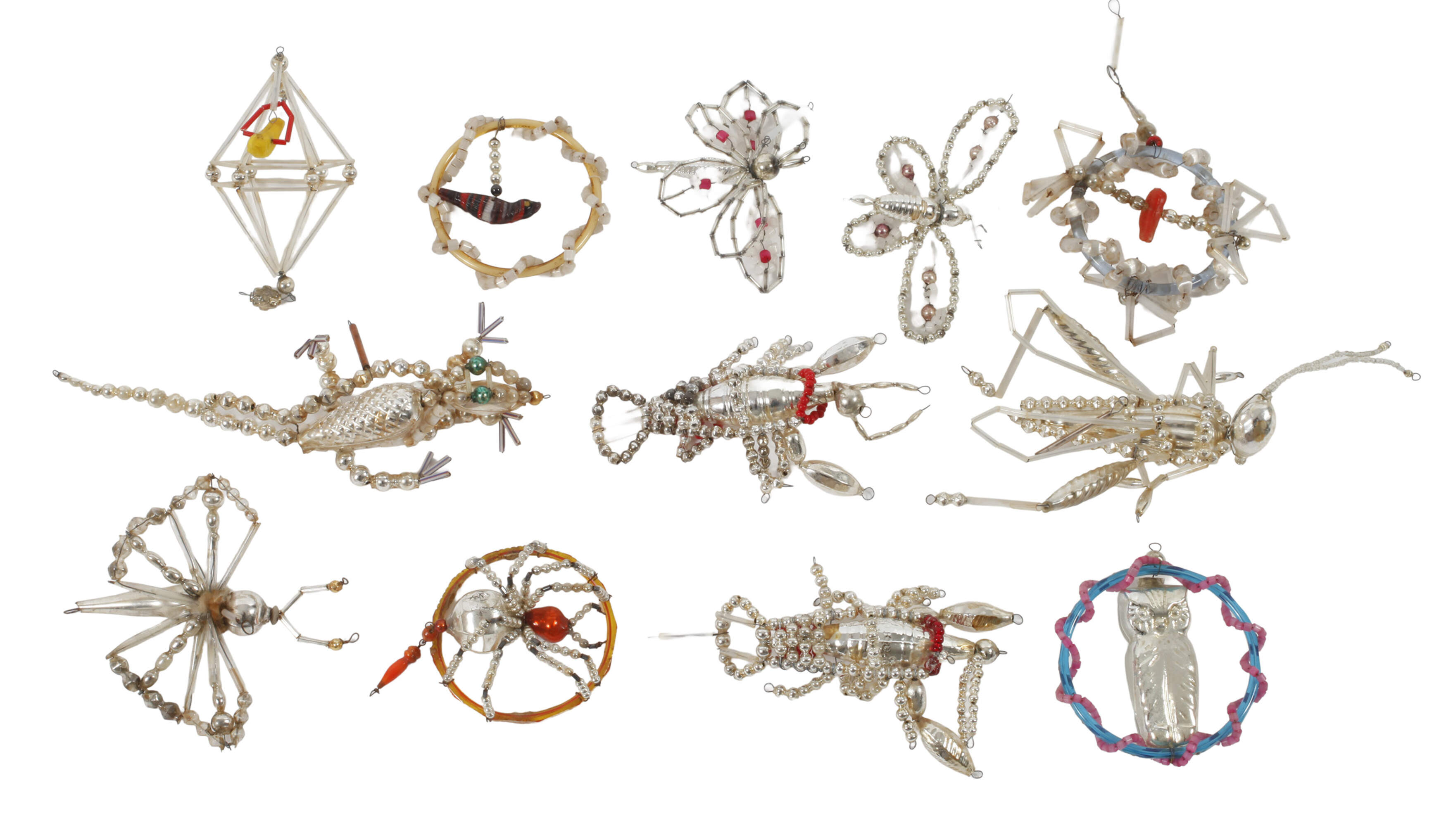 Konvolut Gablonzer Christbaumschmuck als Tiere