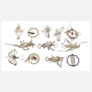 Konvolut Gablonzer Christbaumschmuck als Tiere