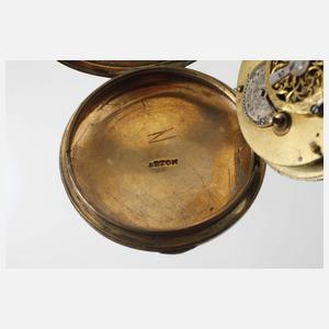 Spindeltaschenuhr mit Emailledekor