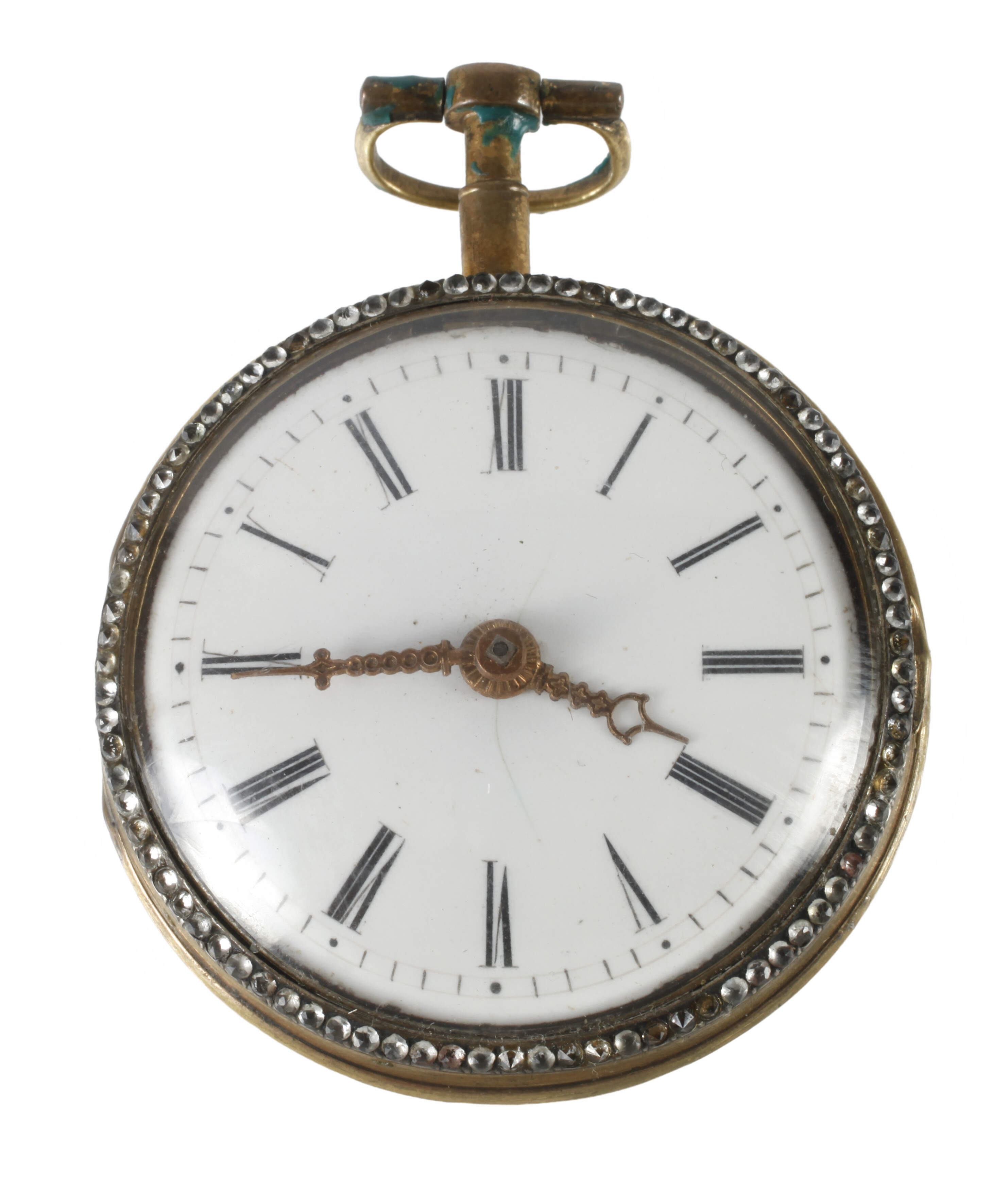 Spindeltaschenuhr mit Emailledekor