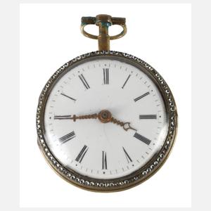 Spindeltaschenuhr mit Emailledekor