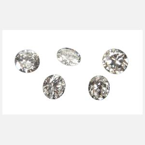 Fünf Brillanten, gesamt 0,99 ct