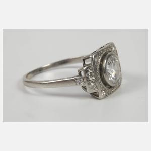 Platinring mit Brillant von ca. 1,1 ct
