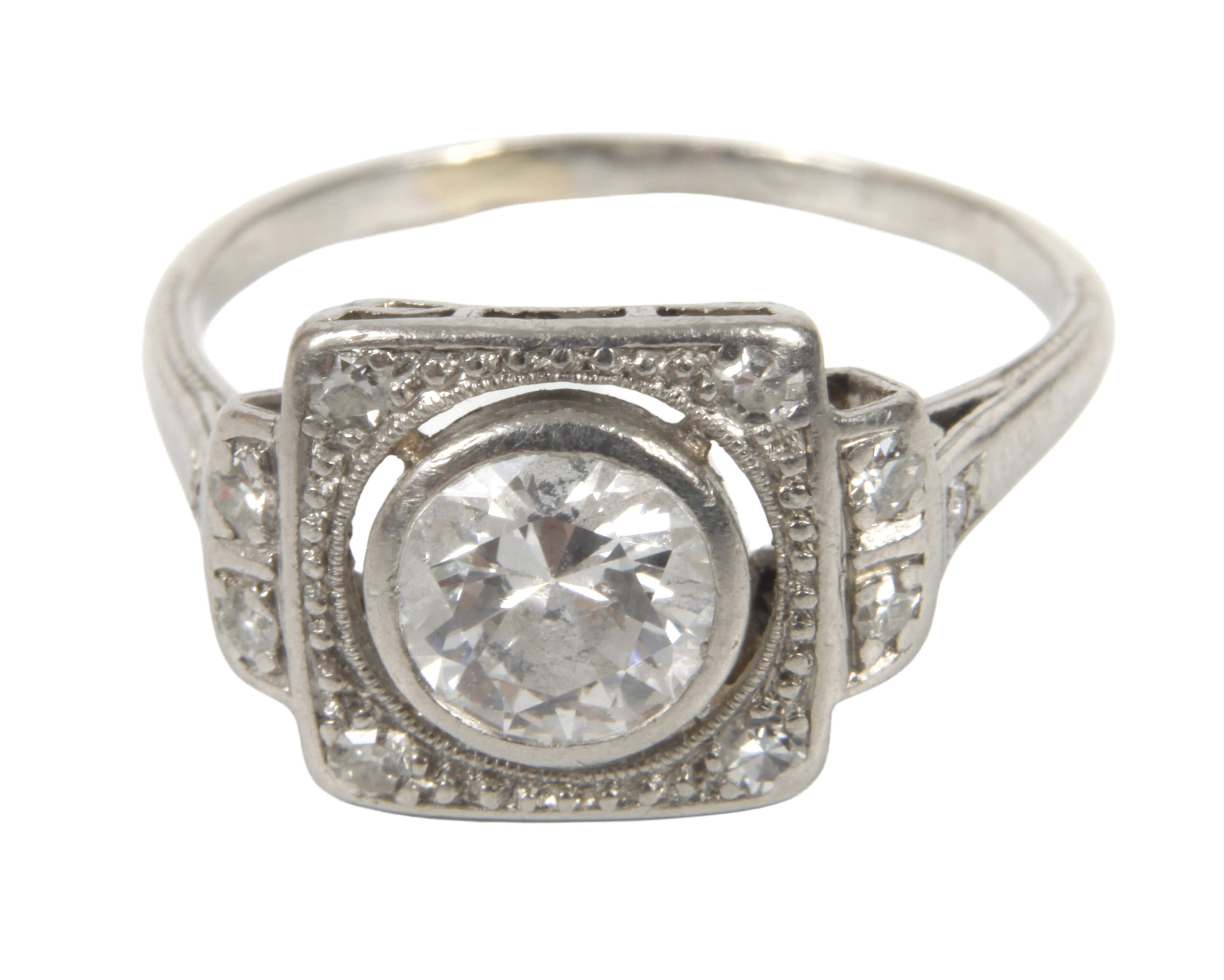 Platinring mit Brillant von ca. 1,1 ct