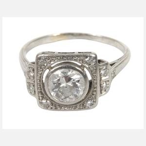 Platinring mit Brillant von ca. 1,1 ct