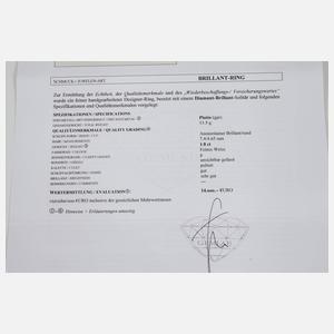 Platinring mit einem Brillanten von ca. 1,8 ct