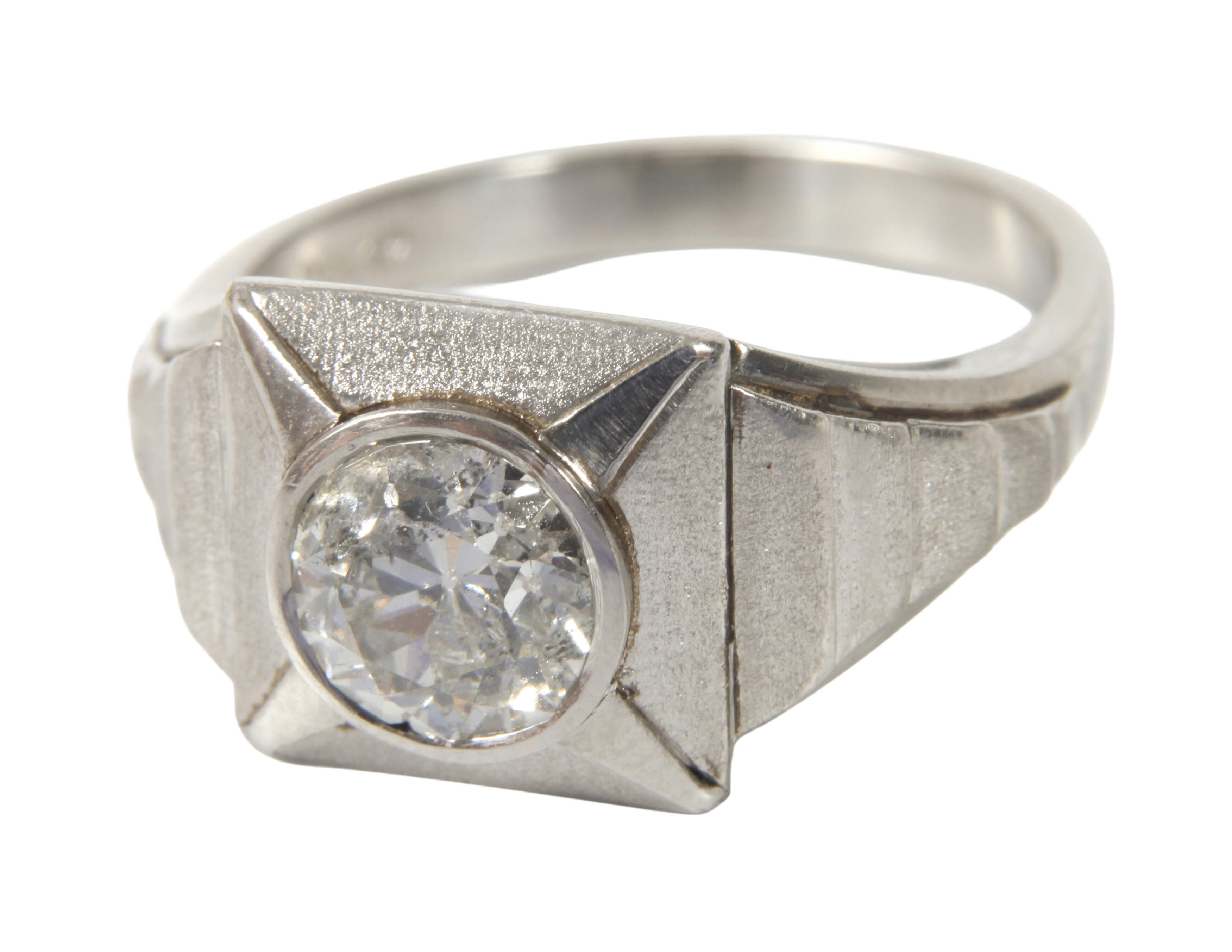 Platinring mit einem Brillanten von ca. 1,8 ct