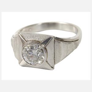 Platinring mit einem Brillanten von ca. 1,8 ct
