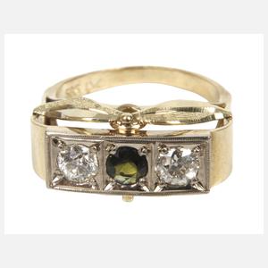 Damenring mit Turmalin und Diamanten