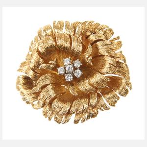 Grosse, Blütenbrosche mit Brillanten