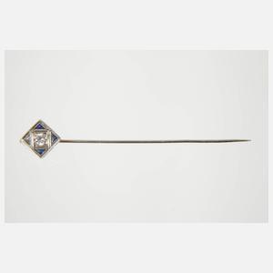 Feine Krawattennadel mit Diamant und Saphiren