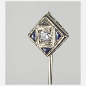 Feine Krawattennadel mit Diamant und Saphiren