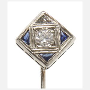 Feine Krawattennadel mit Diamant und Saphiren
