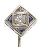Feine Krawattennadel mit Diamant und Saphiren