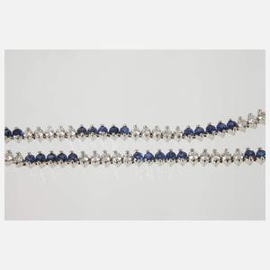 Tennisarmband mit Saphiren und Brillanten