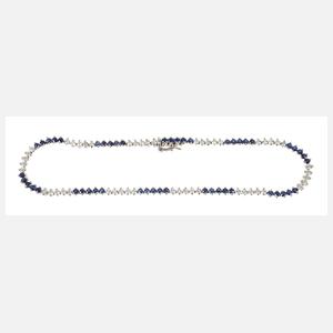 Tennisarmband mit Saphiren und Brillanten