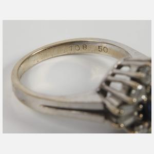 Damenring mit Saphir und Diamanten