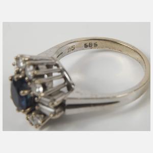 Damenring mit Saphir und Diamanten