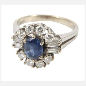 Damenring mit Saphir und Diamanten
