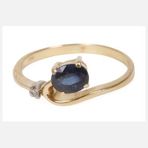 Damenring mit Saphir und Diamant