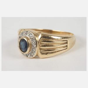 Damenring mit Saphir und Diamanten
