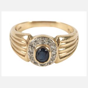 Damenring mit Saphir und Diamanten