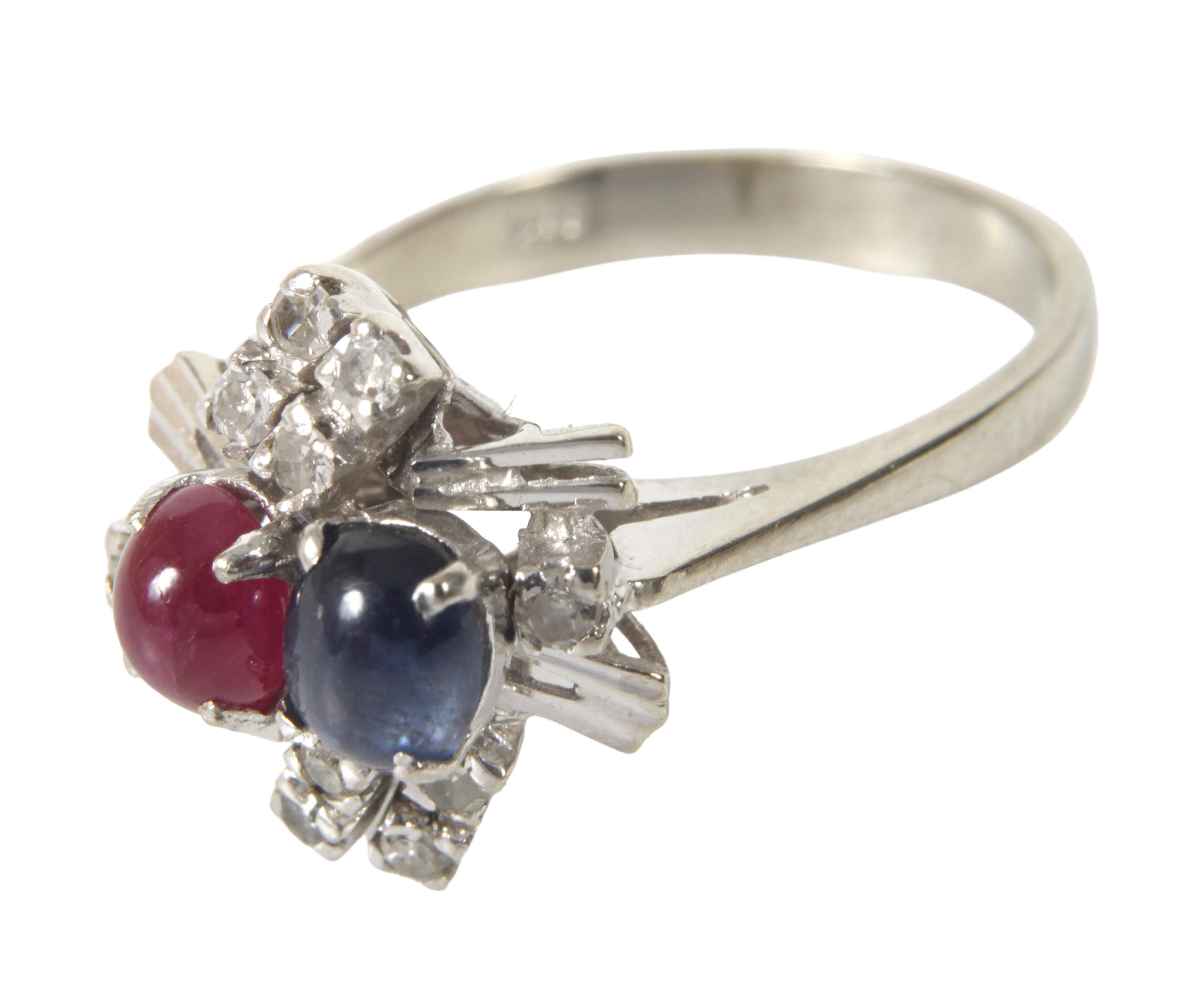 Damenring mit Rubin, Saphir und Diamant