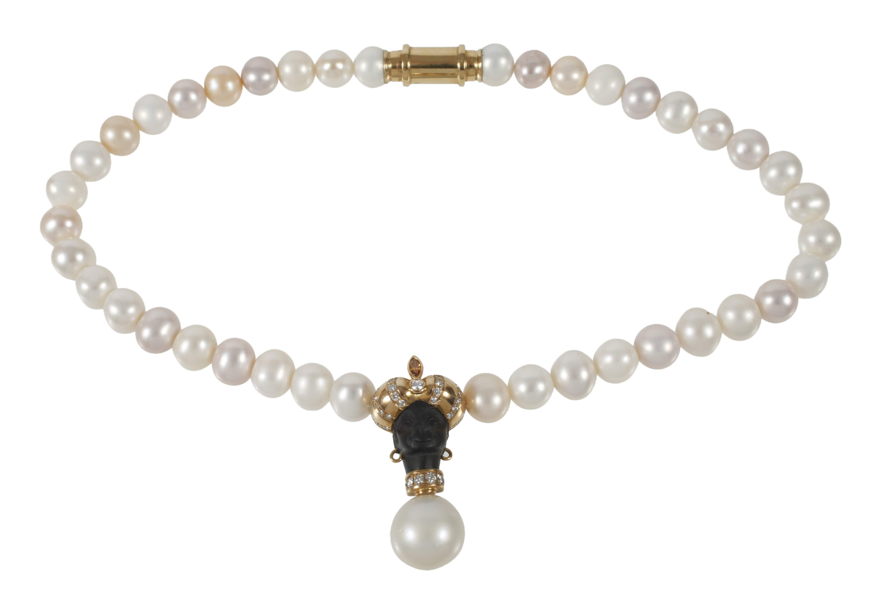 Aufwendiges Perlencollier mit Brillanten