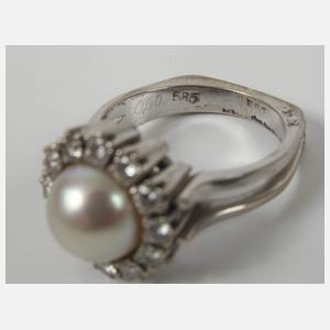Damenring mit Perle und Brillanten