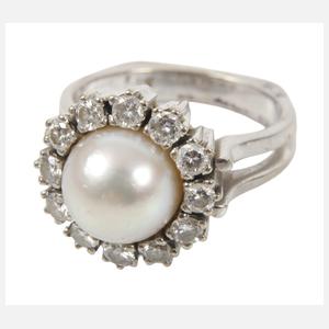 Damenring mit Perle und Brillanten