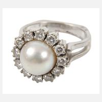Damenring mit Perle und Brillanten111