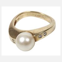 Damenring mit Perle und Brillanten111