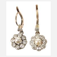Paar Ohrringe mit Diamanten und Perle111