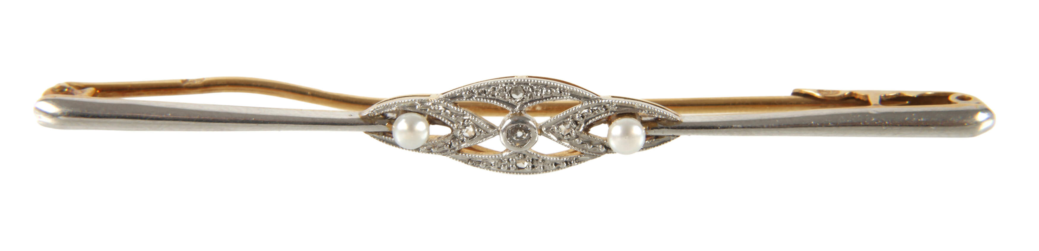 Stabbrosche mit Diamanten und Perlen
