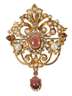 Brosche mit Granaten, Perlen und Diamanten