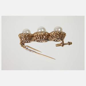 Brosche mit Perlen und Diamanten