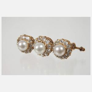 Brosche mit Perlen und Diamanten
